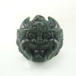 新疆和田玉腰釦 青玉瑞獸貔貅皮帶扣腰佩帶證書玉石玉器男士1入