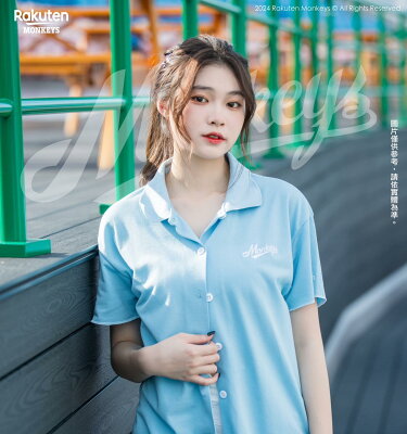 泡泡落肩POLO衫(藍)