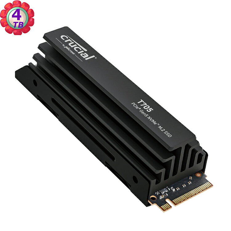 Crucial T705 4TB 含散熱片PCIe 5.0 NVMe SSD CT4000T705SSD5 固態硬碟｜APP賺6%點數回饋