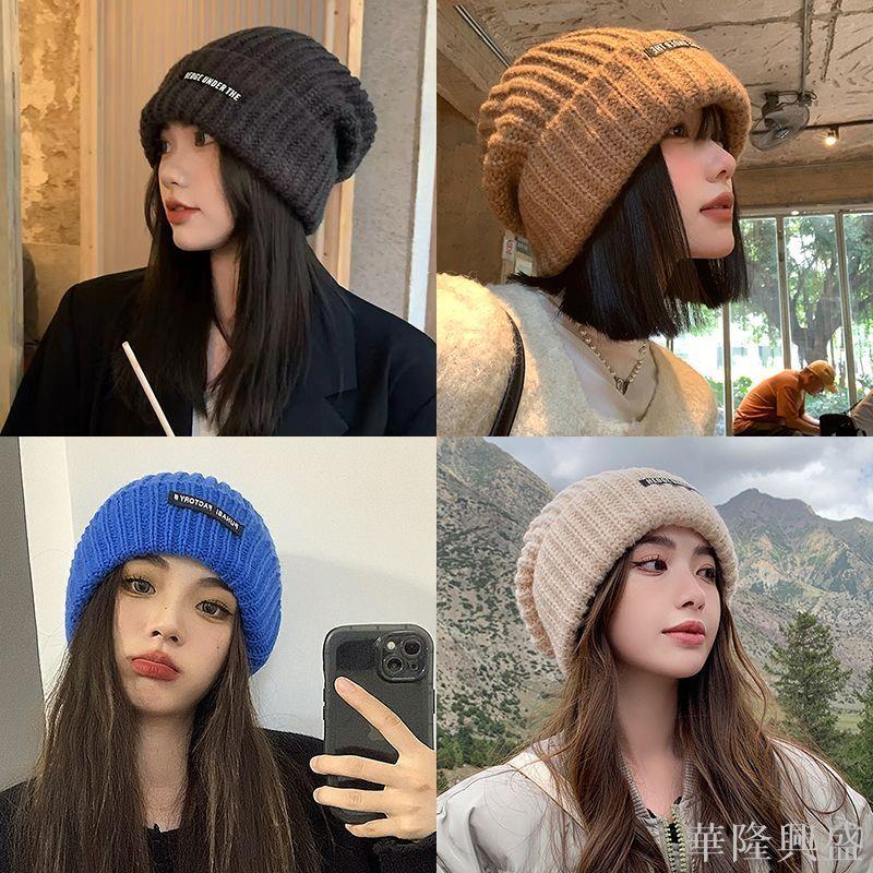加絨帽子女秋冬季大頭圍時尚針織毛線加厚保暖韓版學生可愛顯臉小