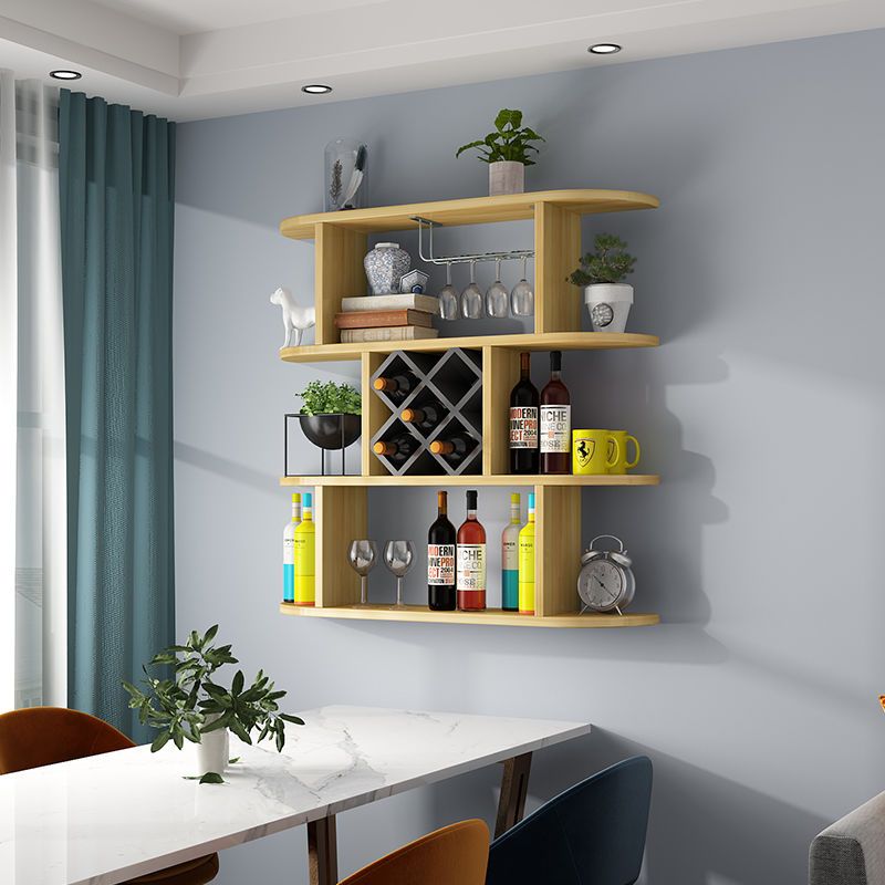 懸掛式置物紅酒架 【最低價 公司貨】簡約酒櫃酒架餐廳飯店墻上壁掛式酒格子可定制◆生活百貨挖寶節 4