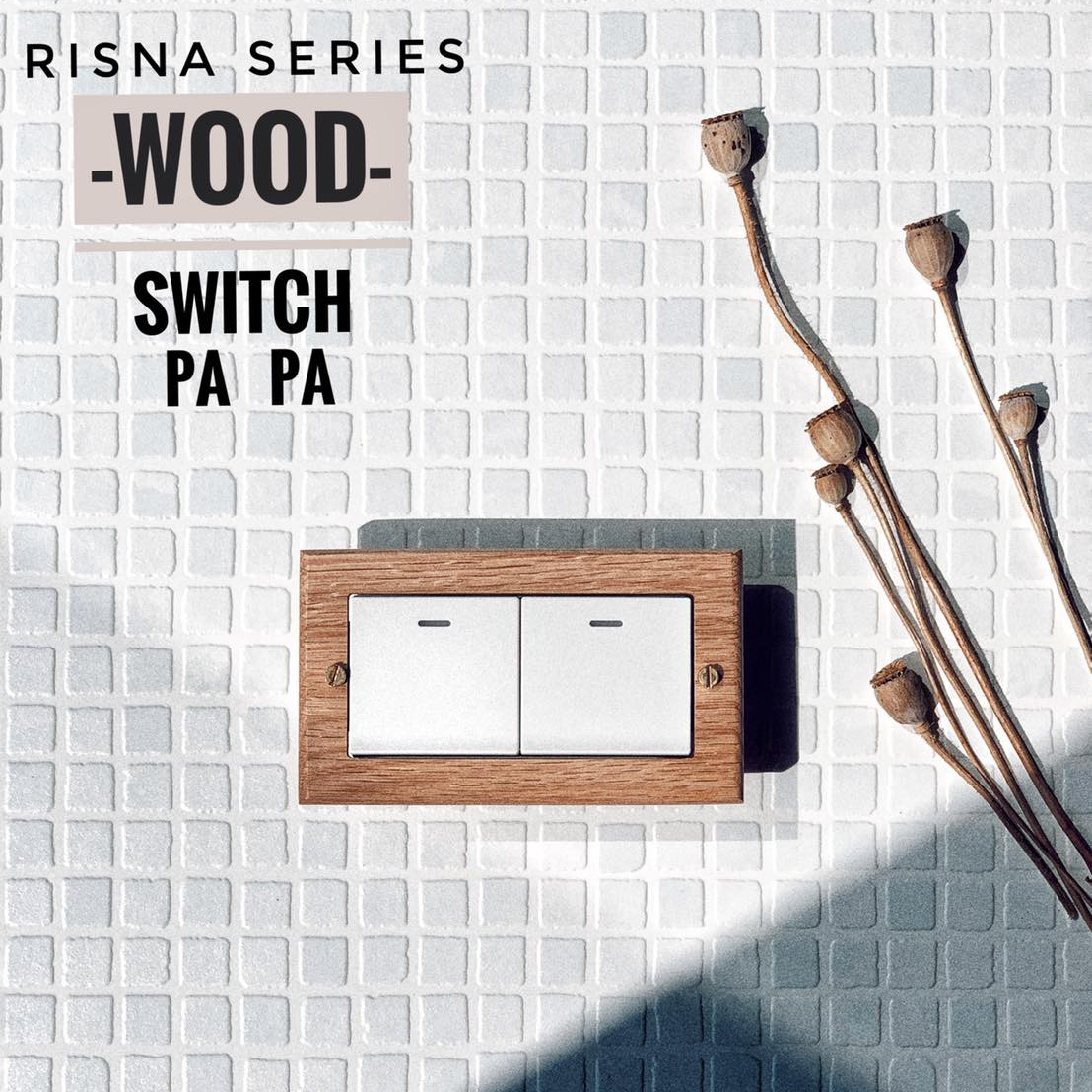 switchpapa紅橡木實木框適用Risna全系列開關插座