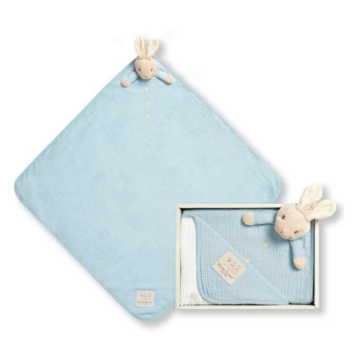 奇哥比得兔天絲泡泡紗安撫蓋毯禮盒 70x70cm(PLB55300B藍) 1260元附紙袋