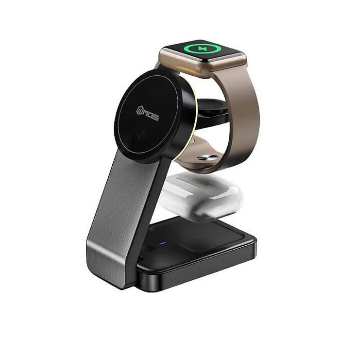 MOIS 摩世 三合一磁吸無線充電座 iPhone MagSafe AirPods Pro Apple Watch 手錶充電座 磁吸充電 多合一充電座【APP下單4%點數回饋】