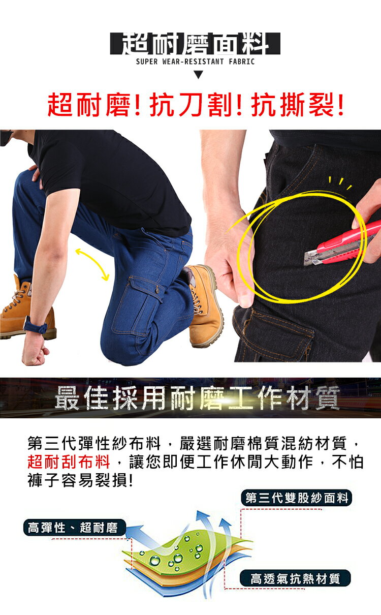 【免運】三款任選 人氣銷售 經典百搭 透氣彈力 修身小直筒 牛仔褲 工作褲 長褲 6