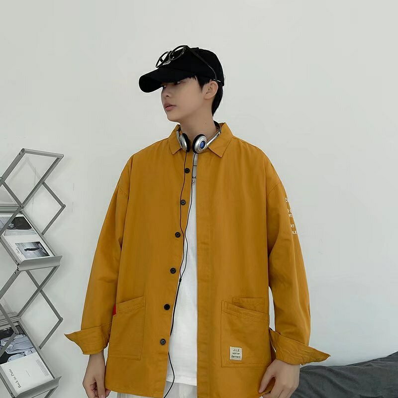 本土出貨【MLM】長袖襯衫港風日系秋季 韓版 M-2XL 襯衣 百搭 外套 寬鬆 襯衫男 素色 上衣 通勤襯衫