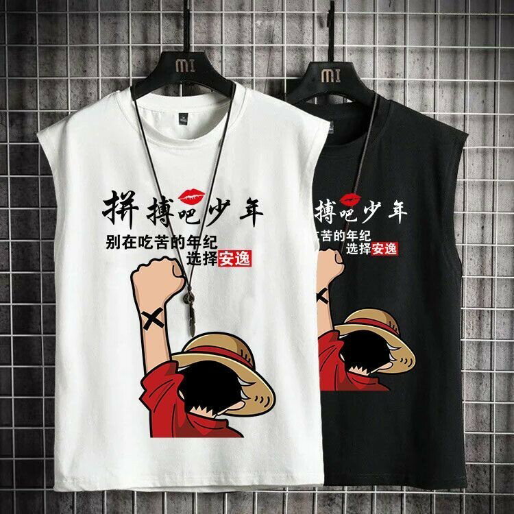 ins港風T恤男|大尺碼35-105公斤男裝上衣|夏季新款背心|學生潮流無袖T恤|百搭i體恤衫|寬鬆速乾衣|印花圓領上衣