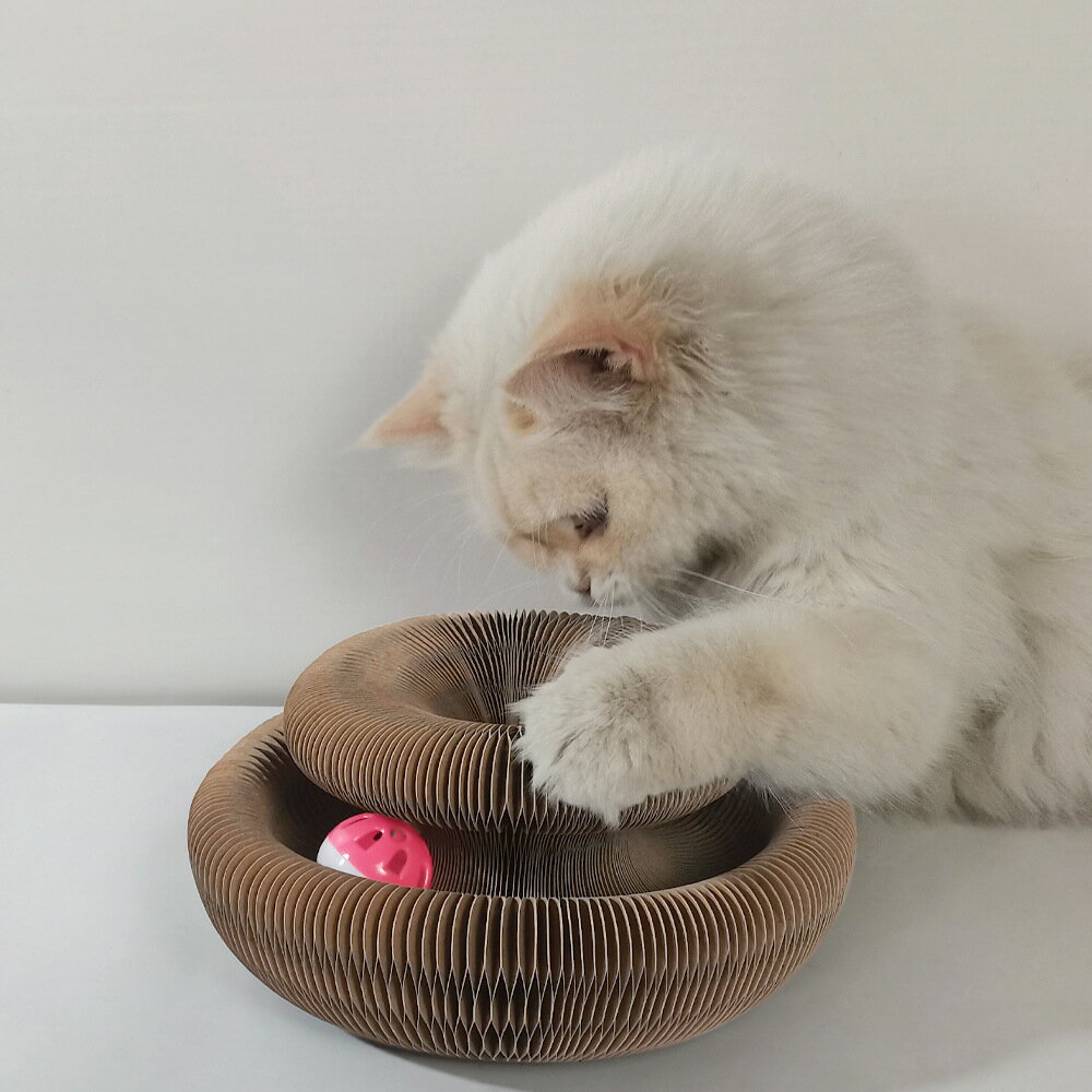 【台灣現貨】風琴鈴鐺貓抓板 多變可折疊可拉伸磨爪貓抓板 貓咪玩具 寵物用品 3