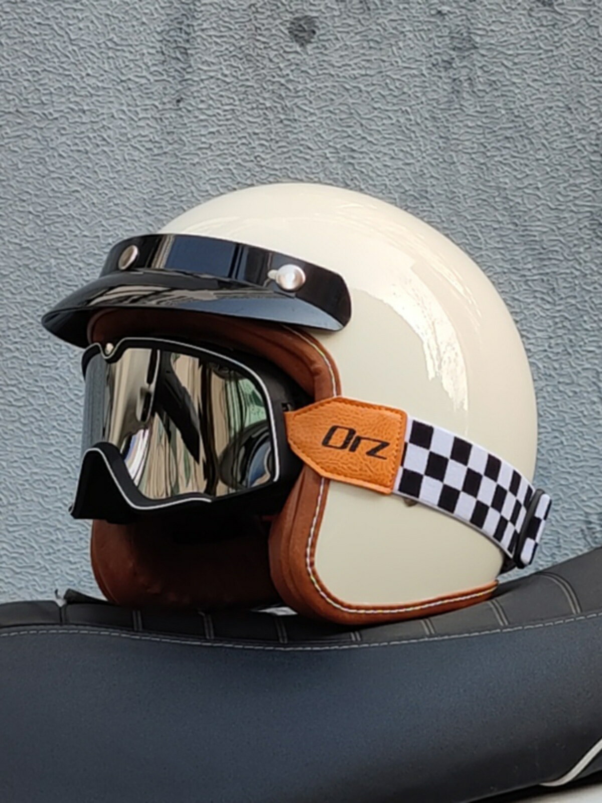 ORZ復古摩托車頭盔男女哈雷半盔機車安全帽3/4盔風鏡閃300 3C認證