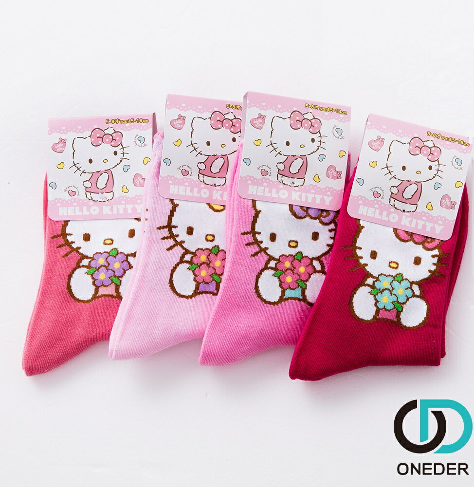 【ONEDER旺達】Sanrio Kitty凱蒂貓短襪 顏色隨機出貨 童襪 KT-781