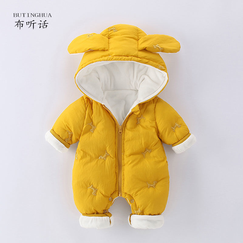 嬰兒衣服冬季外出服加厚秋冬裝夾棉保暖哈衣爬服超洋氣寶寶連體衣