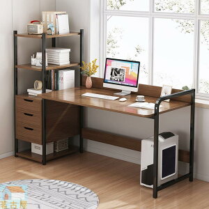 電腦桌臺式家用簡易租房辦公桌現代簡約臥室書桌書架一體桌椅組合