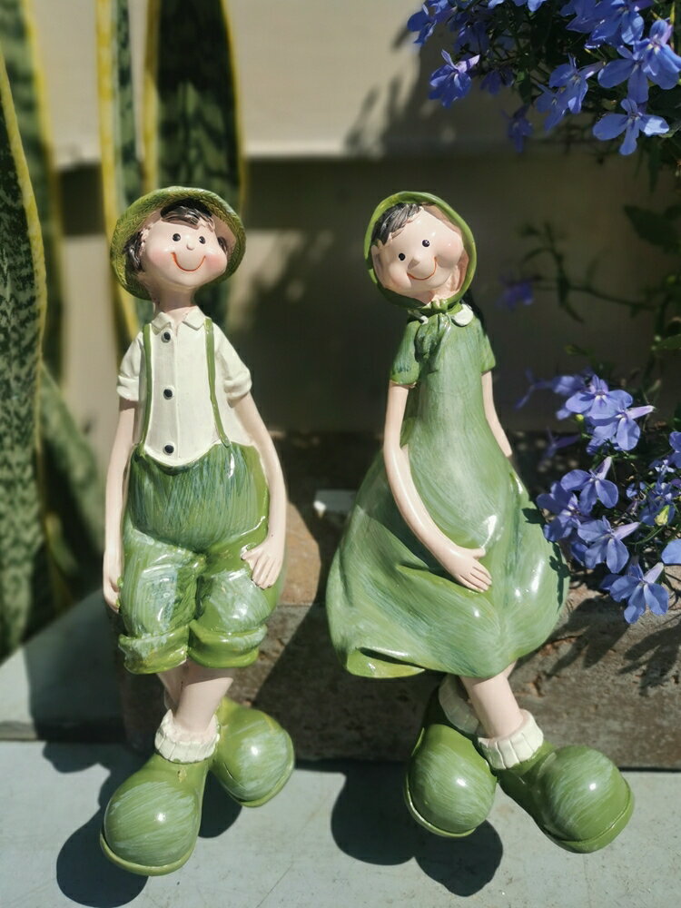 免運戶外擺件花園造景 戶外花園庭院擺設樹脂吊腳娃娃擺件可愛創意生日禮物陽臺裝飾布置