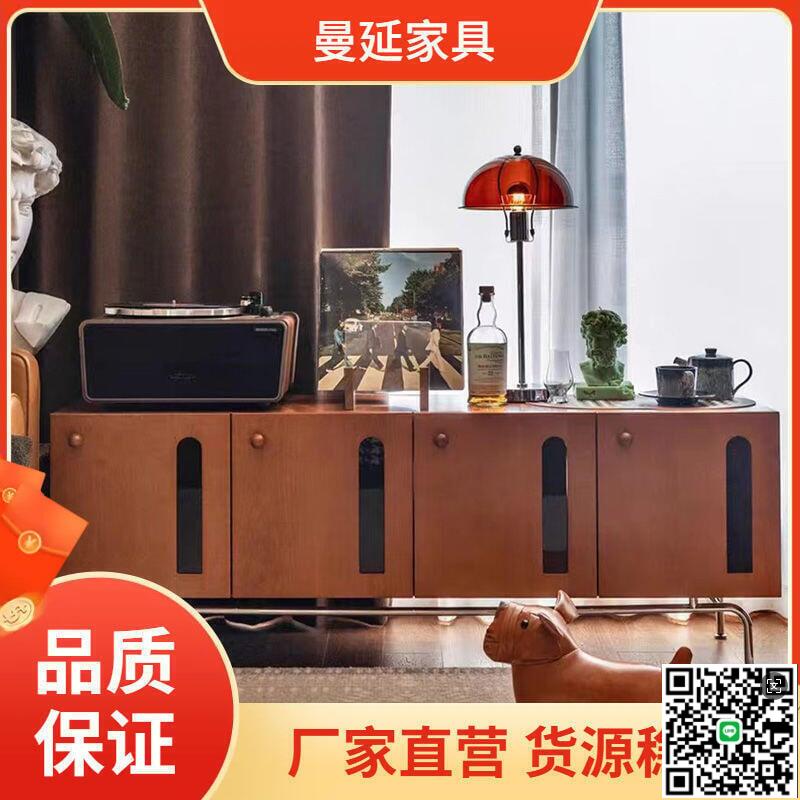 【千羽家居】北歐全實木電視櫃中古風簡約小戶型客廳復古儲物櫃法式奶油風