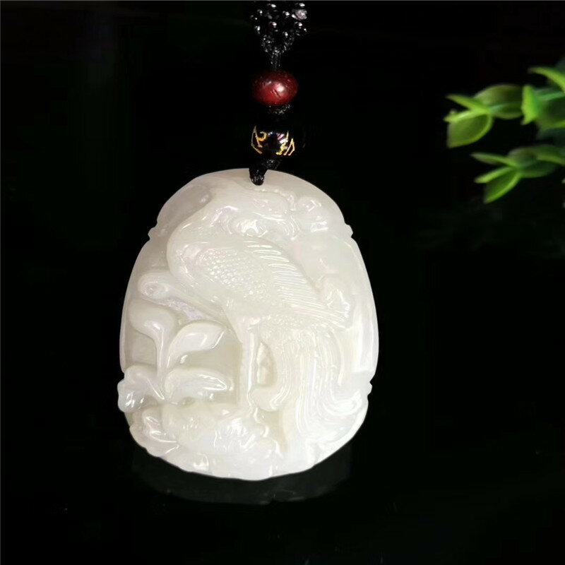 新款和田玉白玉鳳凰戲牡丹掛件男女款吊墜尺寸53*32毫米| 協貿國際