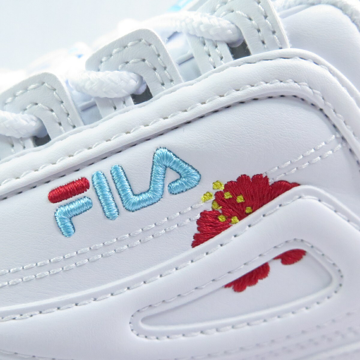 FILA 母親節推薦扶桑花限量款5C131Z125 女款休閒鞋老爹鞋鋸齒鞋白/紅