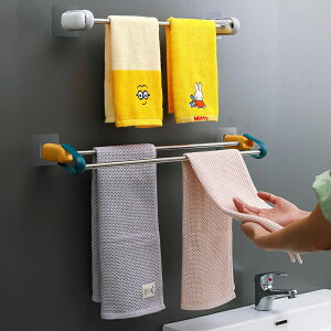 浴室毛巾架免打孔壁掛式浴巾架衛生間毛巾置物架創意可伸縮毛巾桿
