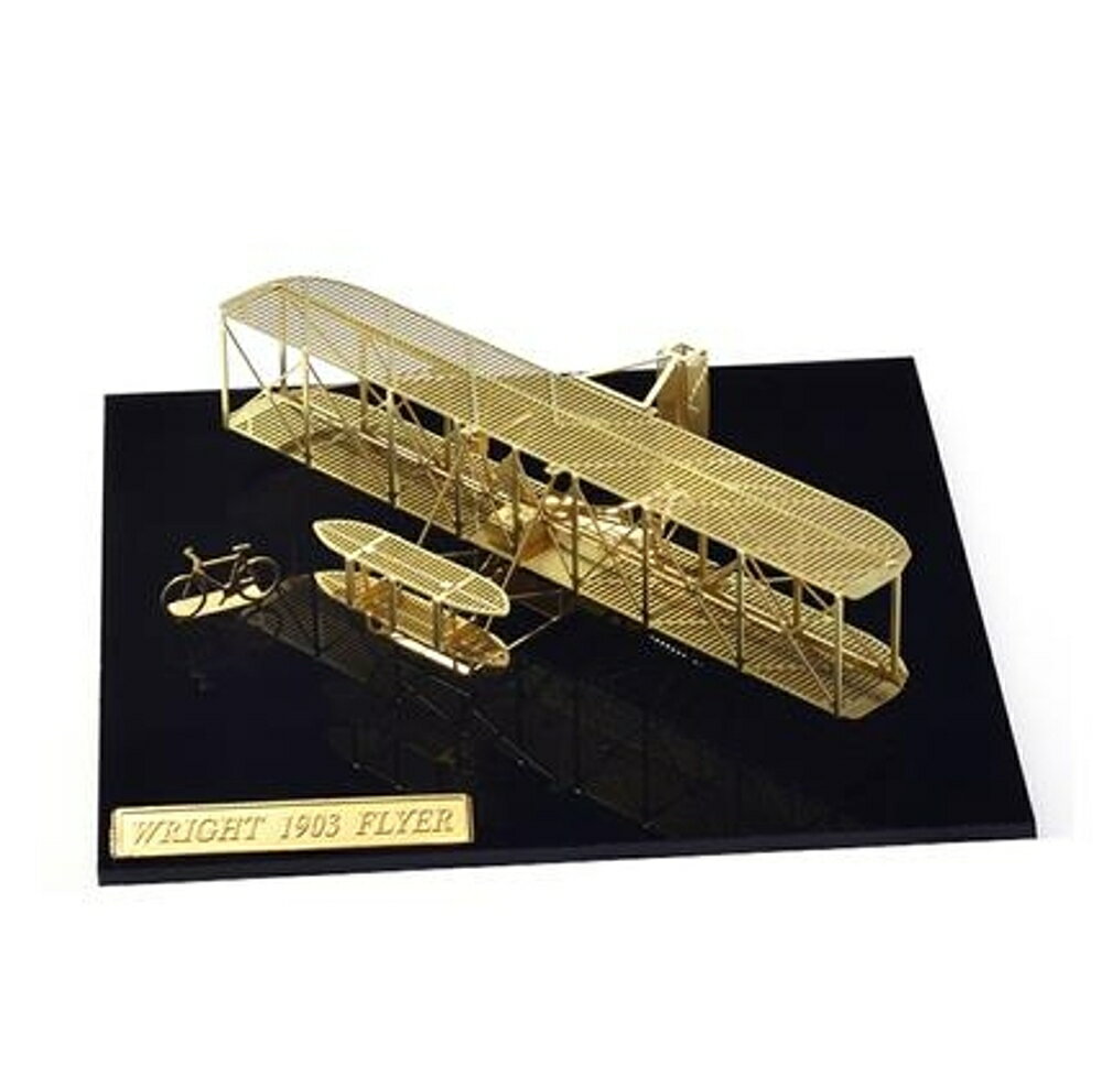 3D立體拼圖diy手工制作 3d立體金屬拼裝復古迷你飛機內構模型拼圖 創意擺件-快速出貨