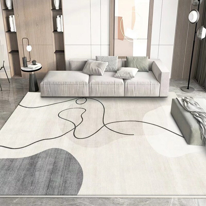 楓林宜居 侘寂風現代簡約仿羊絨防滑客廳地毯臥室床邊地墊大面積沙發茶幾毯