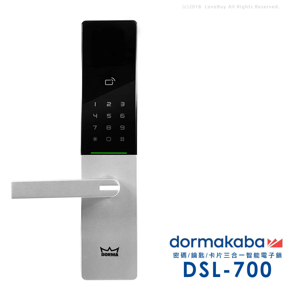 dormakaba 三合一密碼/卡片/鑰匙智能電子門鎖DSL-700(時尚銀)(附基本安裝)
