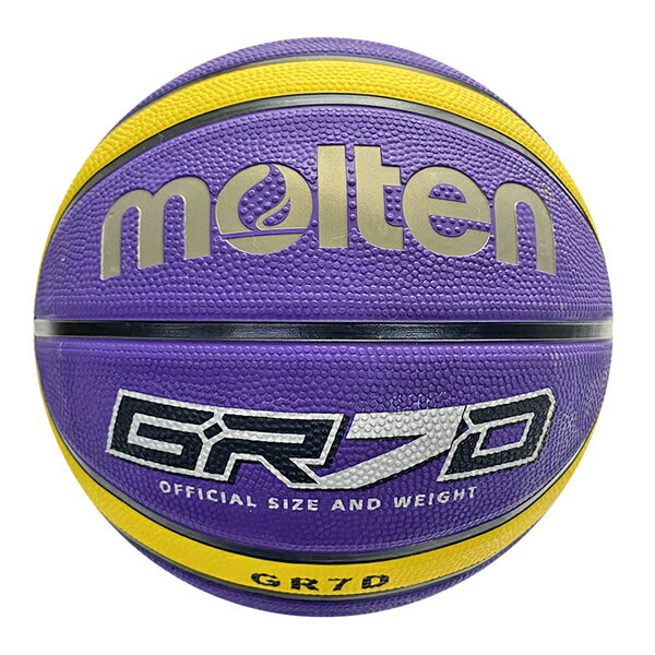 Molten [BGR7D-VY] 籃球 7號 男子 室外 大學 橡膠 深溝 12片貼 彈力 韌性 抓感 紫黃