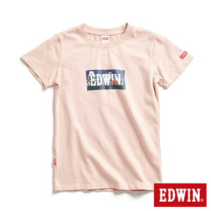 EDWIN 露營系列 富士山腳營地LOGO印花短袖T恤-女款 淡粉紅