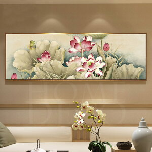 新款現代簡約客廳臥室5d鉆石畫十字繡橫版貼鉆鉆石繡出水芙蓉