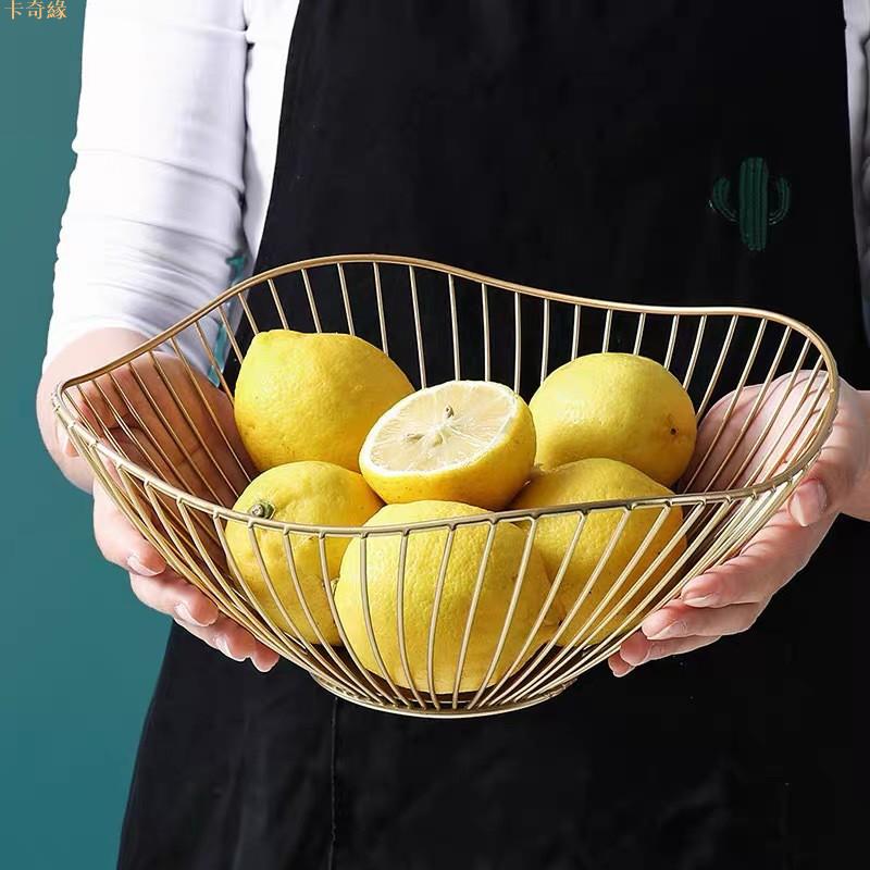 北歐鐵藝不規則水果籃水果盤家用果盆零食收納筐客廳茶幾果盤家用創意零食收納籃創意水果盆置物筐廚房儲物筐