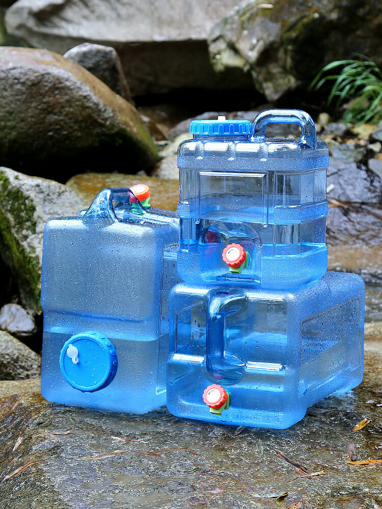 戶外純凈飲水桶帶龍頭塑料家用方形車載儲存蓄水大箱便攜裝食品級