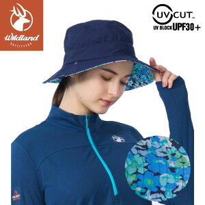 【Wildland 荒野 中性抗UV印花雙面漁夫帽《深藍》】W1076/防曬帽/遮陽帽
