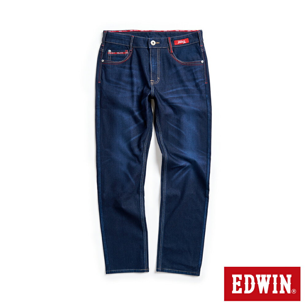EDWIN 男款 JERSEYS 加大碼 超彈力日中丹寧直筒迦績褲 (原藍磨)