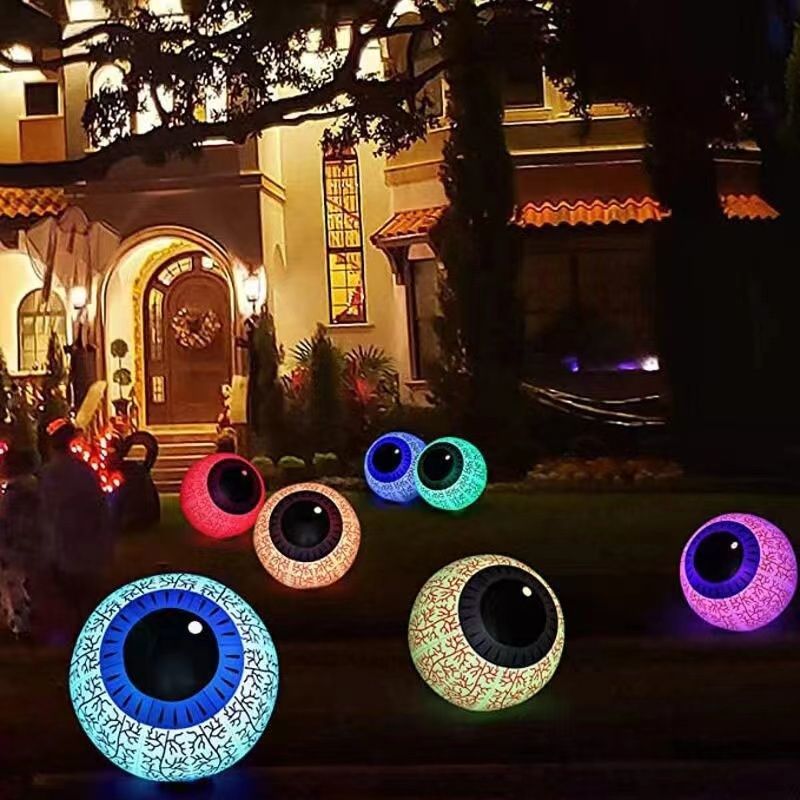 萬聖節裝飾 萬圣節充氣眼睛球裝飾恐怖大眼球眼珠球擺件庭院商場戶外道具發光