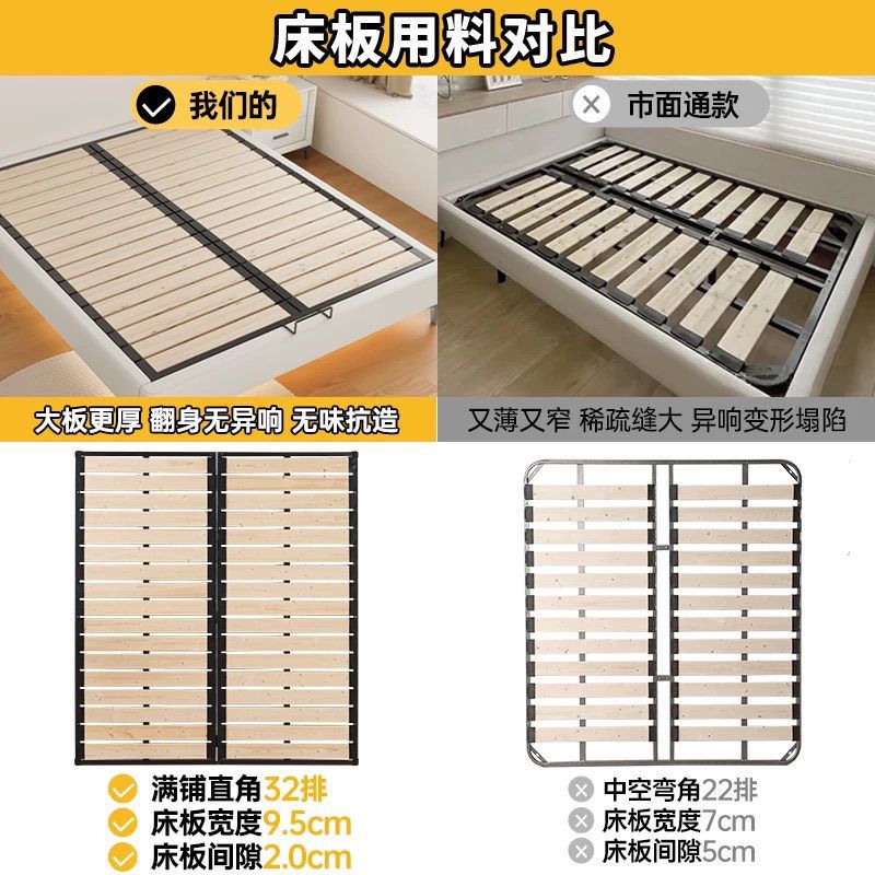 鐵架床 懸浮床 鐵藝床 全實木懸浮床意式無床頭床鋼木排骨架中小戶型齊邊無靠背床可定製免運 全館八折 特惠/開立發票 特價出 zl1211