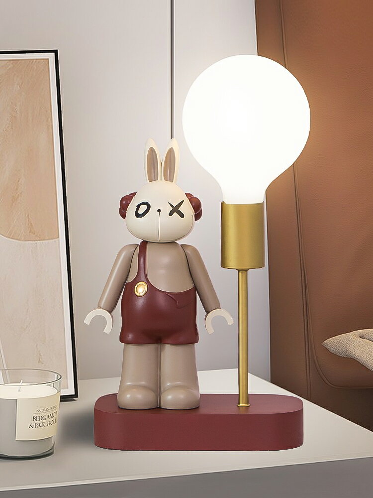 北歐創意兔子擺件臺燈現代簡約家居臥室房間床頭柜裝飾品結婚禮物