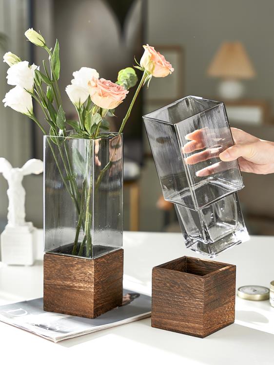 日式簡約創意輕奢擺件新款復古花瓶玻璃插花水養花客廳餐桌裝飾【四季小屋】