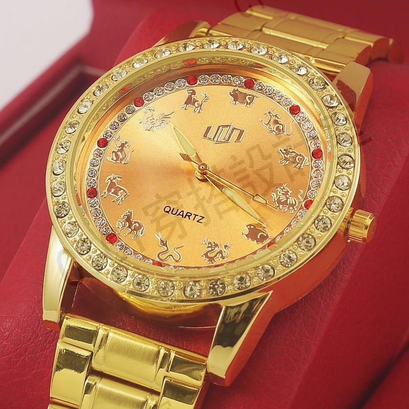 【熱銷】十二生肖情侶金錶國賓腕錶防水夜光收藏紀念男女士12新疆和田情侶錶腕錶男錶手錶手錶男生【亞德機械五金家居】 1