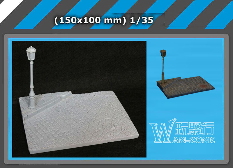 1/35樹脂兵人 場景元件底座地臺 街景路燈模型 約100x150mm