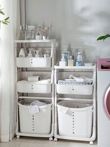 家用多功能整理置物架 浴室分類臟衣籃洗衣簍 塑料大號移動收納筐