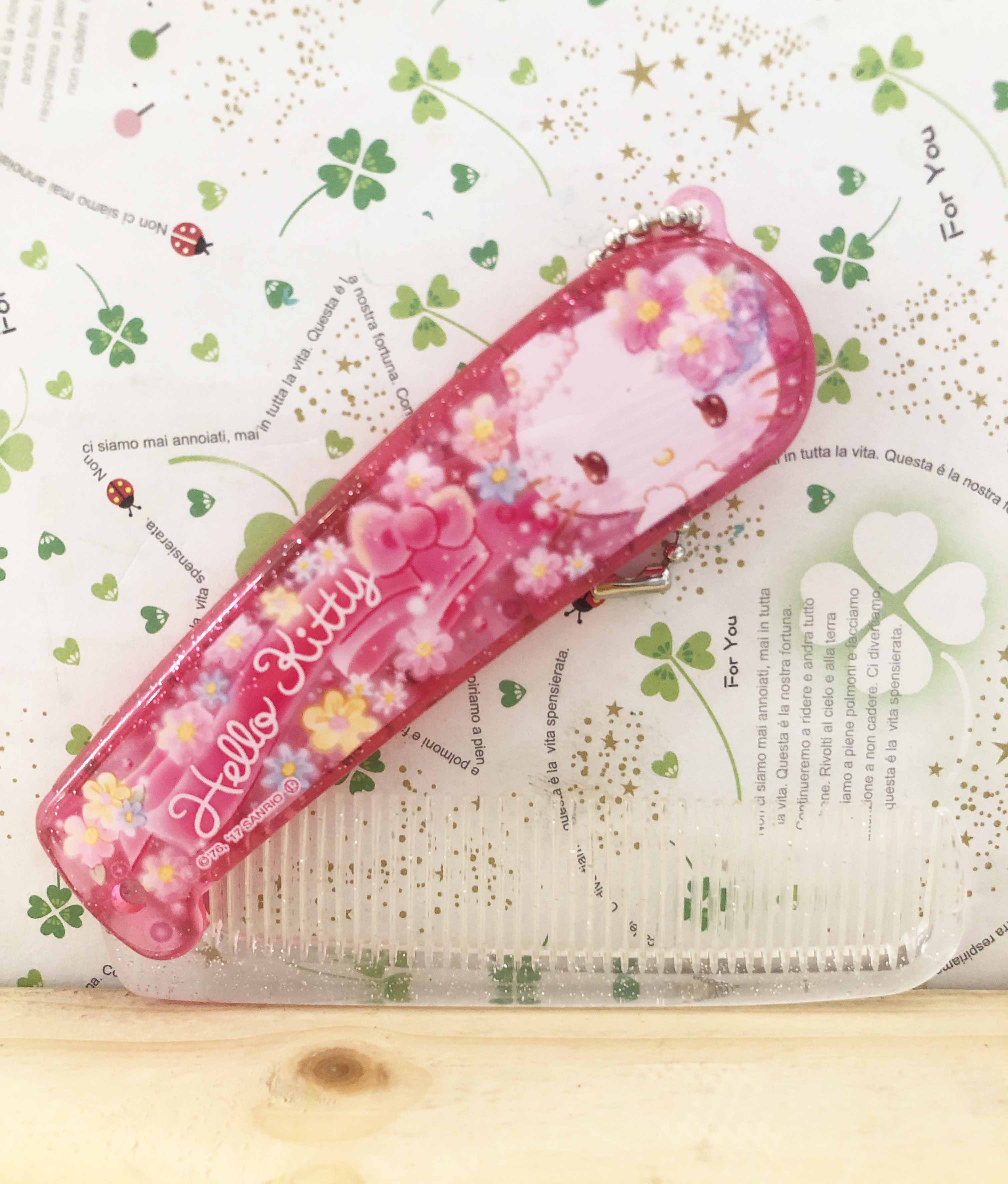 【震撼精品百貨】Hello Kitty 凱蒂貓-日本SANRIO三麗鷗 KITTY摺疊扁梳-粉花*43927