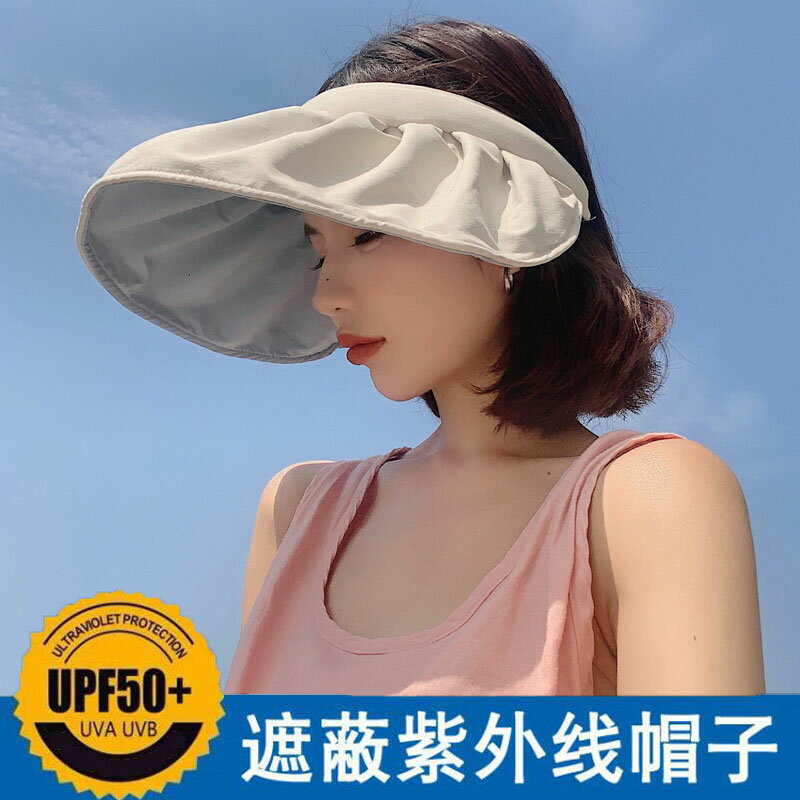 薄款防曬帽女夏季防紫外線遮臉遮陽帽騎車空頂太陽帽子發箍貝殼帽
