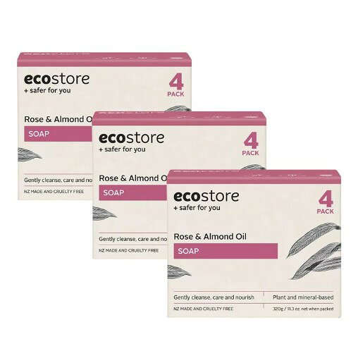 ecostore 純淨香皂 玫瑰杏仁油 80公克 X 4入 X 3組