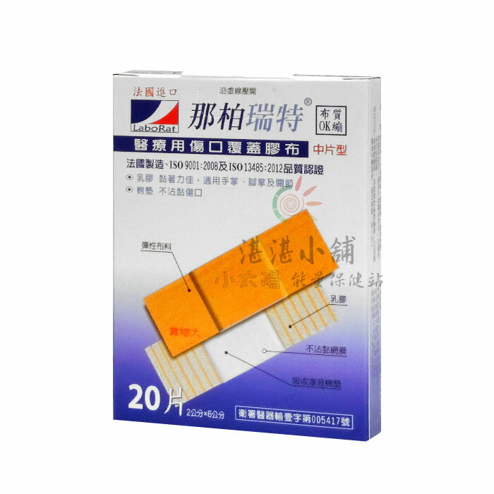 那柏瑞特可盧雅 伸縮膠布 OK繃 未滅菌 2x6cm 20片裝