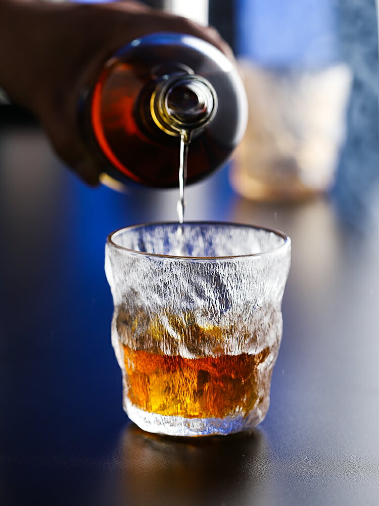 冰川玻璃杯威士忌樹紋杯ins風冰紋杯子高顏值磨砂啤酒咖啡水杯