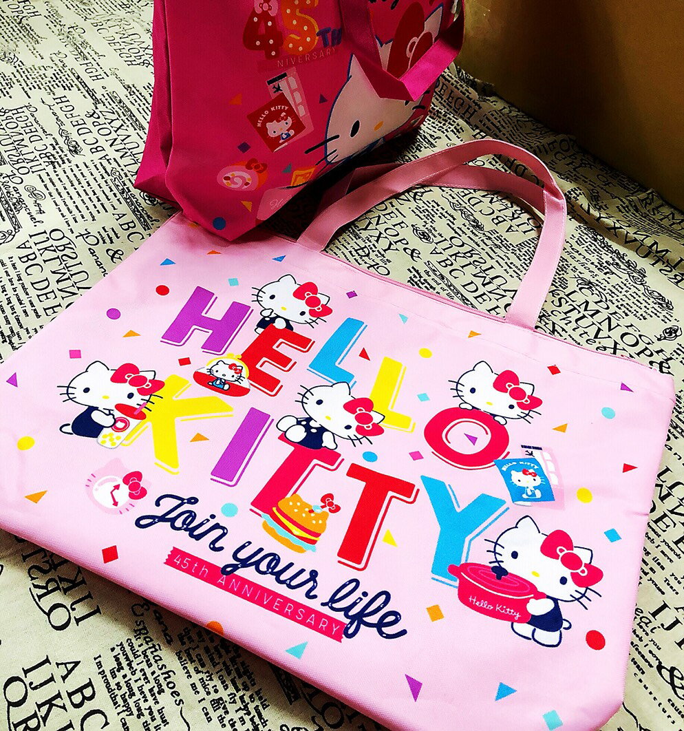 大賀屋 正版 HELLO KITTY 大側包 購物包 包包 女包 45週年 限量版 凱蒂貓 KT T00120411