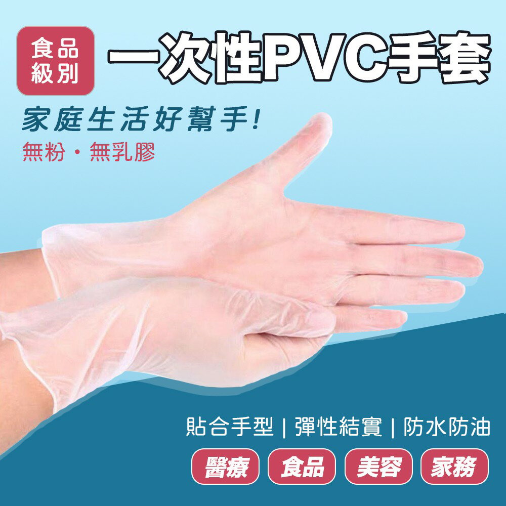 台灣現貨 PVC手套 無粉手套 一次性手套 透明手套 加厚款 拋棄式手套 多倍PROTOS 無粉手套 多倍檢診手套
