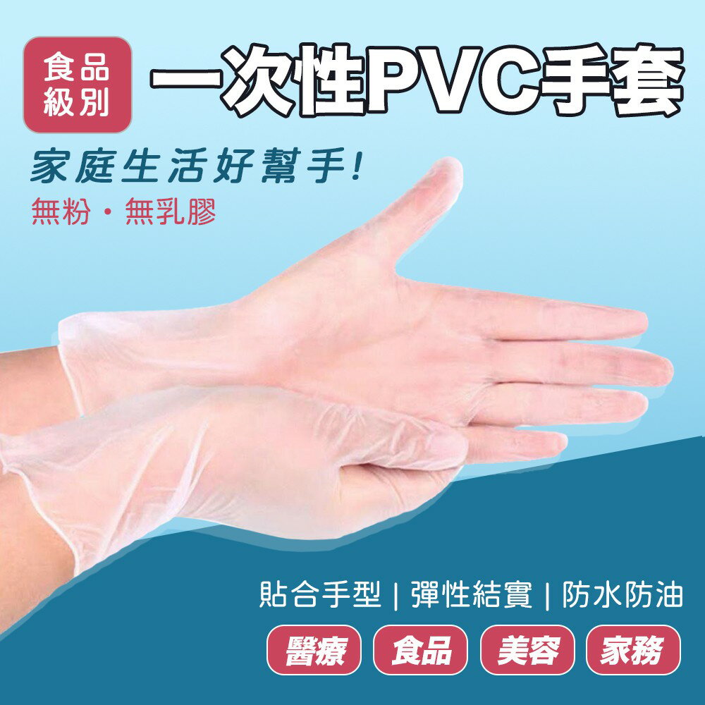 台灣現貨 PVC手套 無粉手套 一次性手套 透明手套 加厚款  拋棄式手套 多倍PROTOS 無粉手套 多倍檢診手套