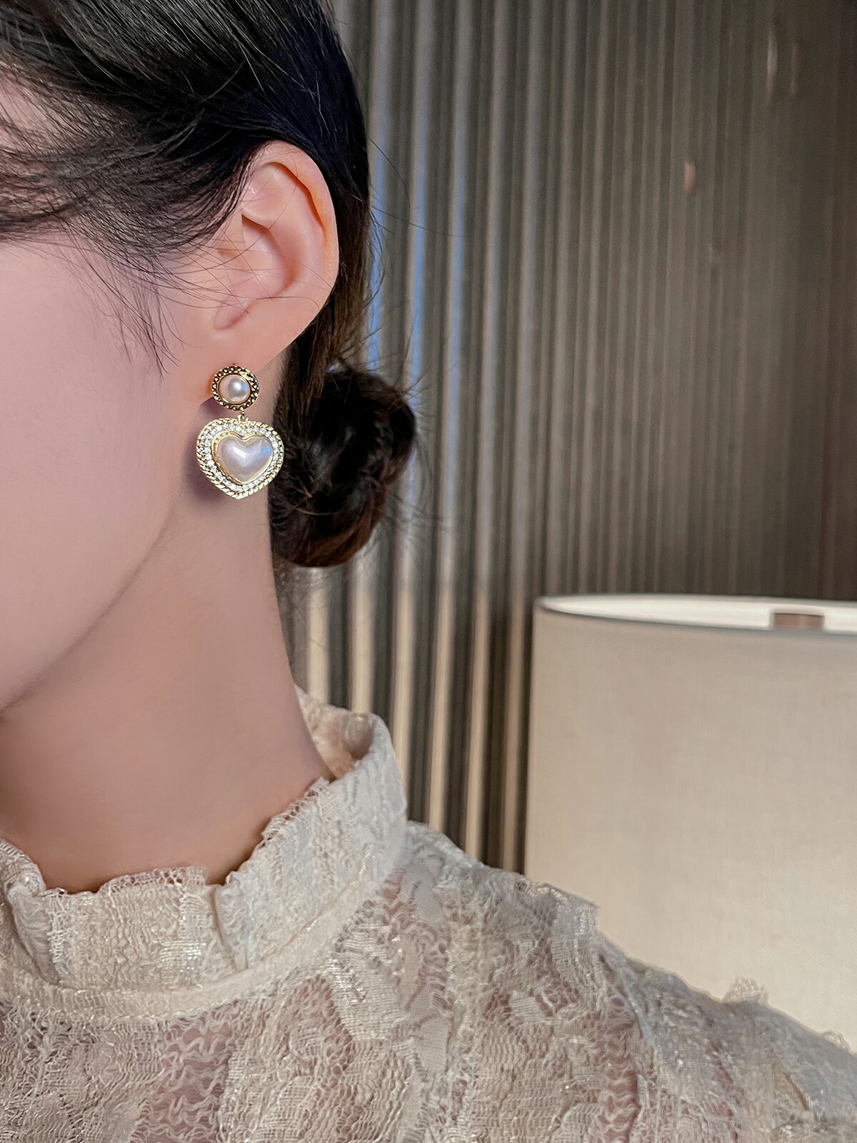 塔蘭愛心珍珠耳環年新款潮時尚復古法式高級感氣質網紅耳飾女