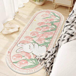 仿羊絨卡通床邊地毯長條可愛ins兒童房地墊家用臥室毛絨毯床邊毯