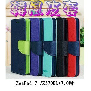 【韓風雙色系列】ASUS ZenPad 7/Z370KL/7.0吋 翻頁式側掀插卡皮套/保護套/支架斜立/TPU軟套