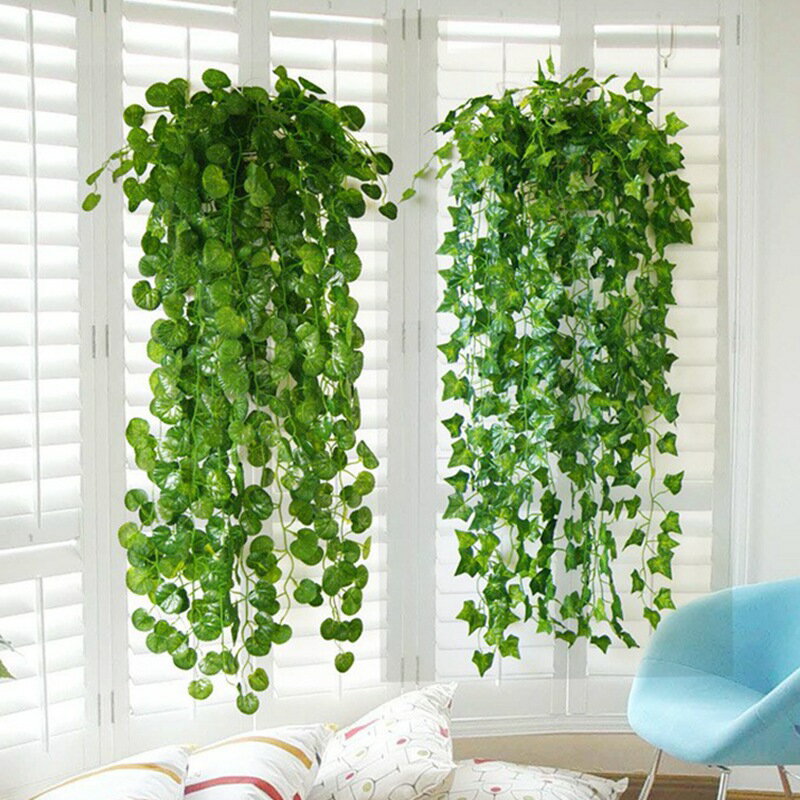 仿真植物假花藤條藤蔓綠植樹葉吊蘭室內綠葉裝飾塑料綠蘿吊藍壁掛